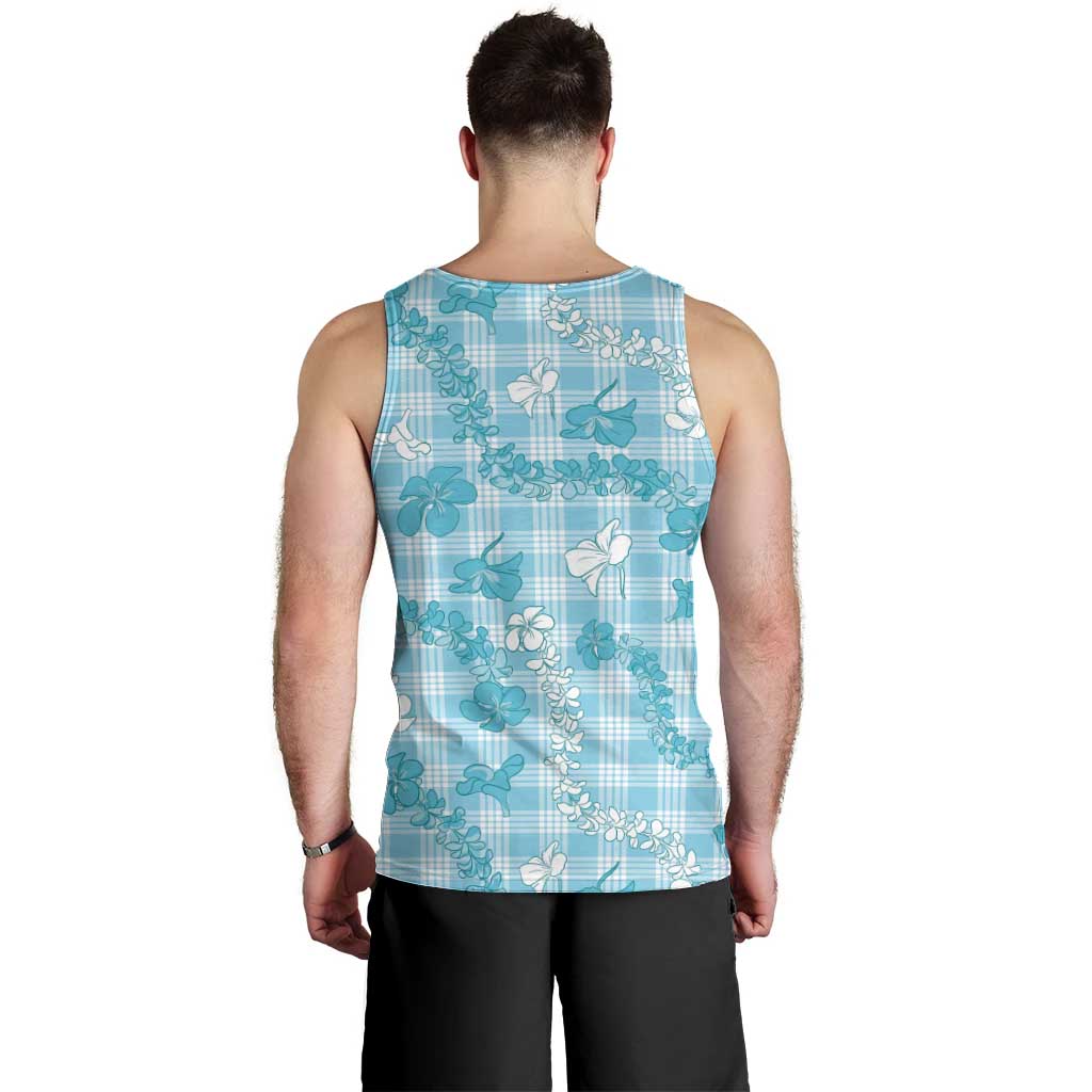 Polu Aloha Hawaii Men Tank Top Plumeria Lei With Palaka Motif LT14 - Polynesian Pride