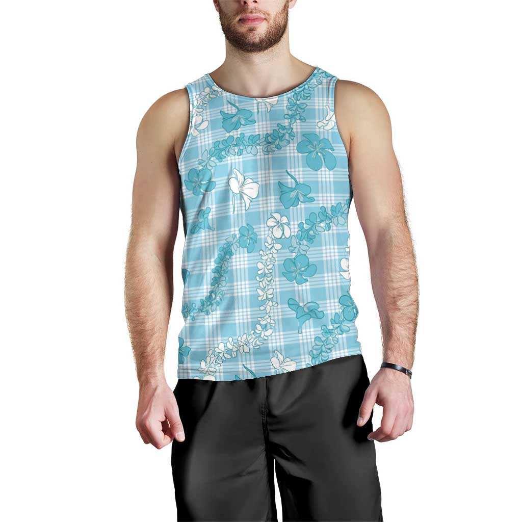 Polu Aloha Hawaii Men Tank Top Plumeria Lei With Palaka Motif LT14 - Polynesian Pride