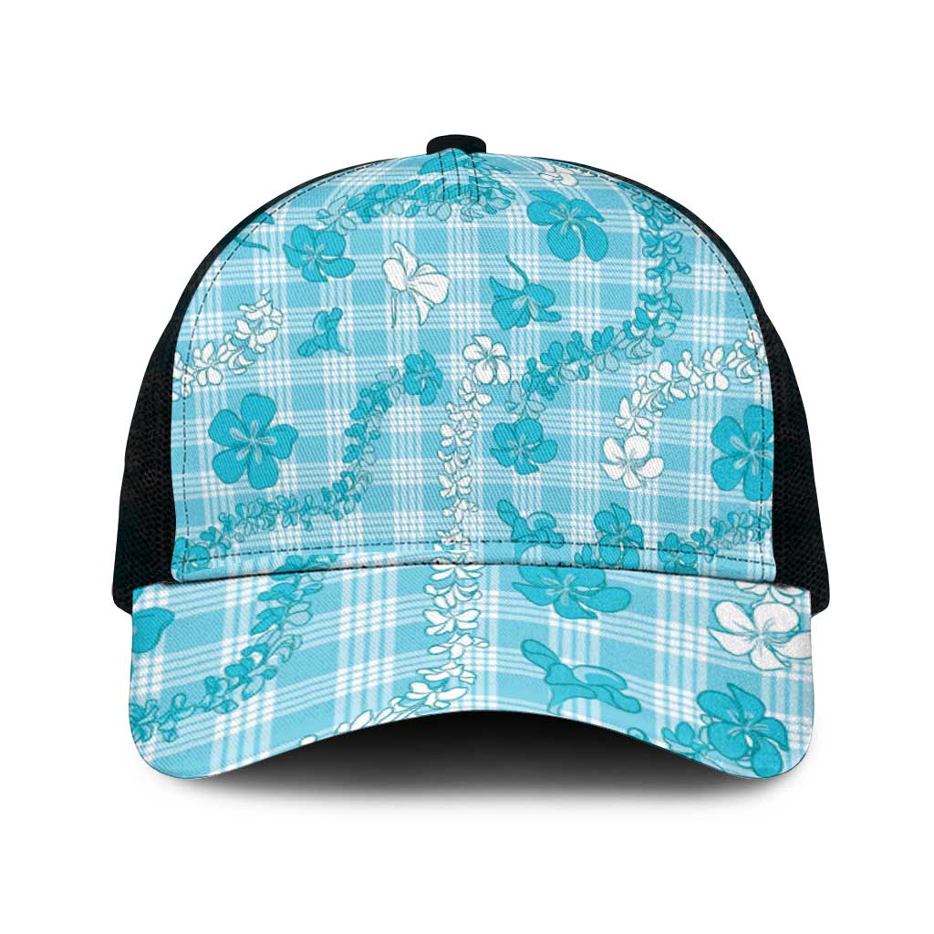 Polu Aloha Hawaii Mesh Trucker Cap Plumeria Lei With Palaka Motif - Polynesian Pride