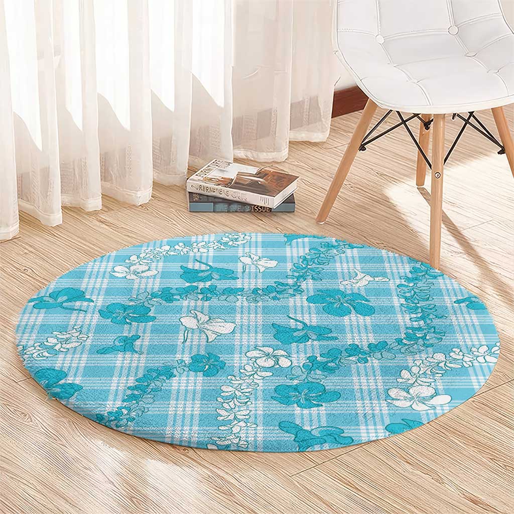 Polu Aloha Hawaii Round Carpet Plumeria Lei With Palaka Motif - Polynesian Pride