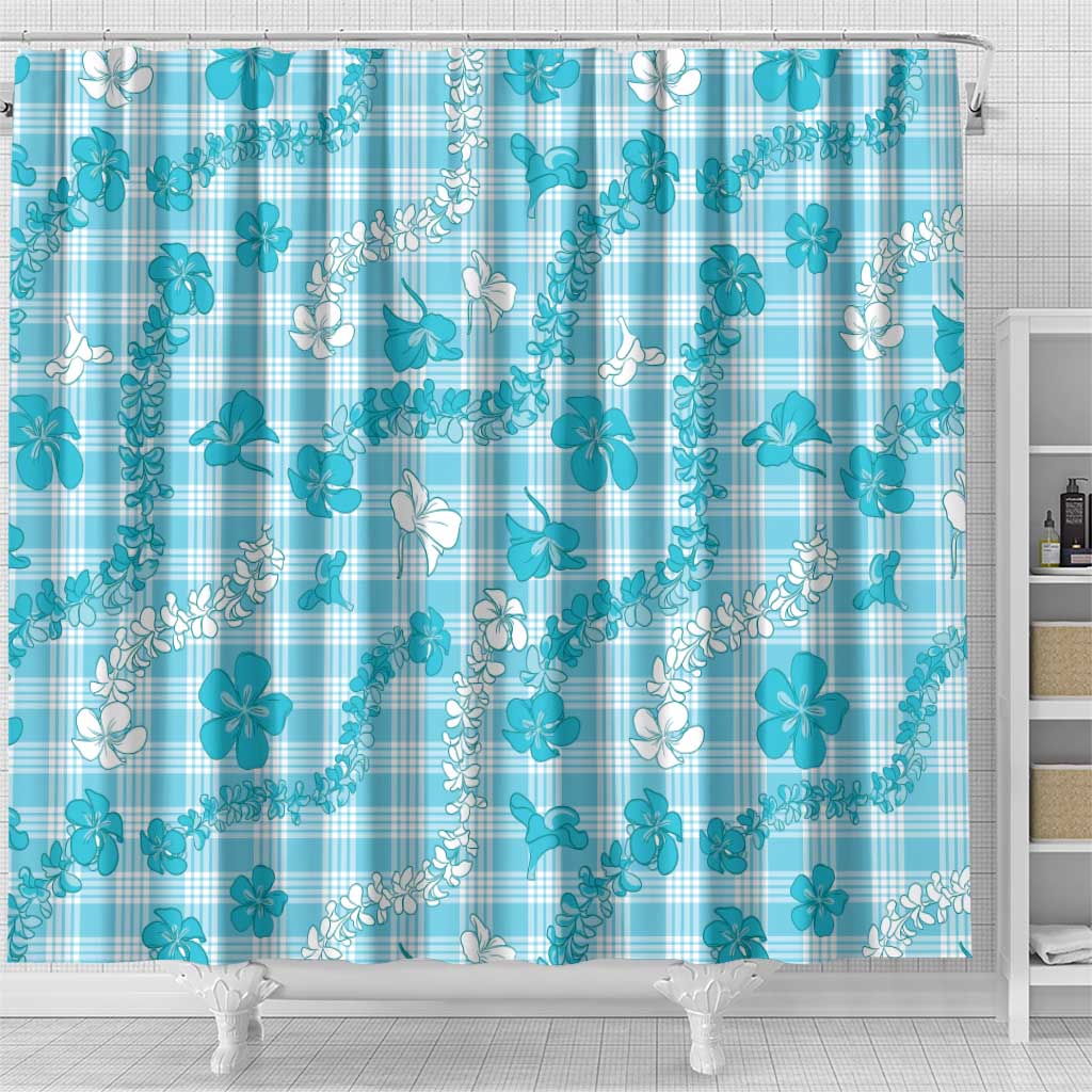 Polu Aloha Hawaii Shower Curtain Plumeria Lei With Palaka Motif - Polynesian Pride