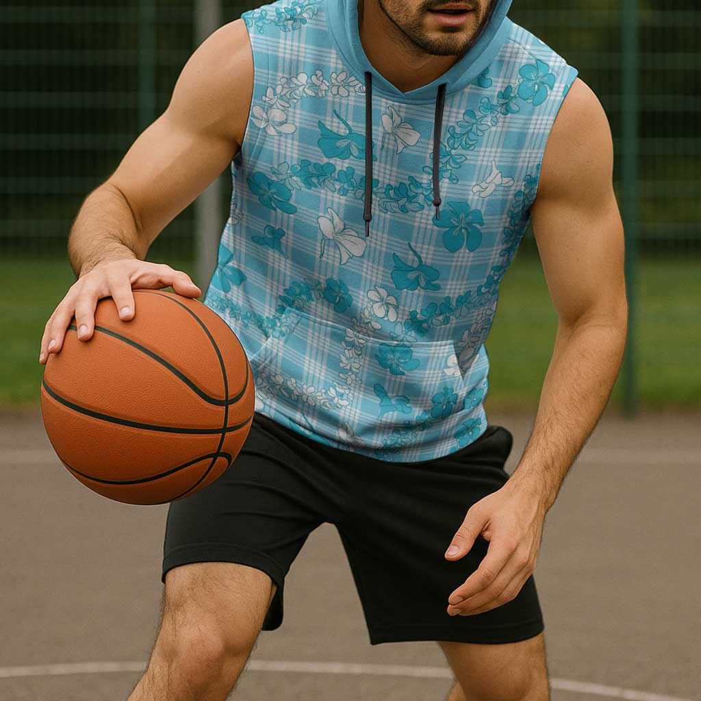 Polu Aloha Hawaii Sleeveless Hoodie Plumeria Lei With Palaka Motif - Polynesian Pride