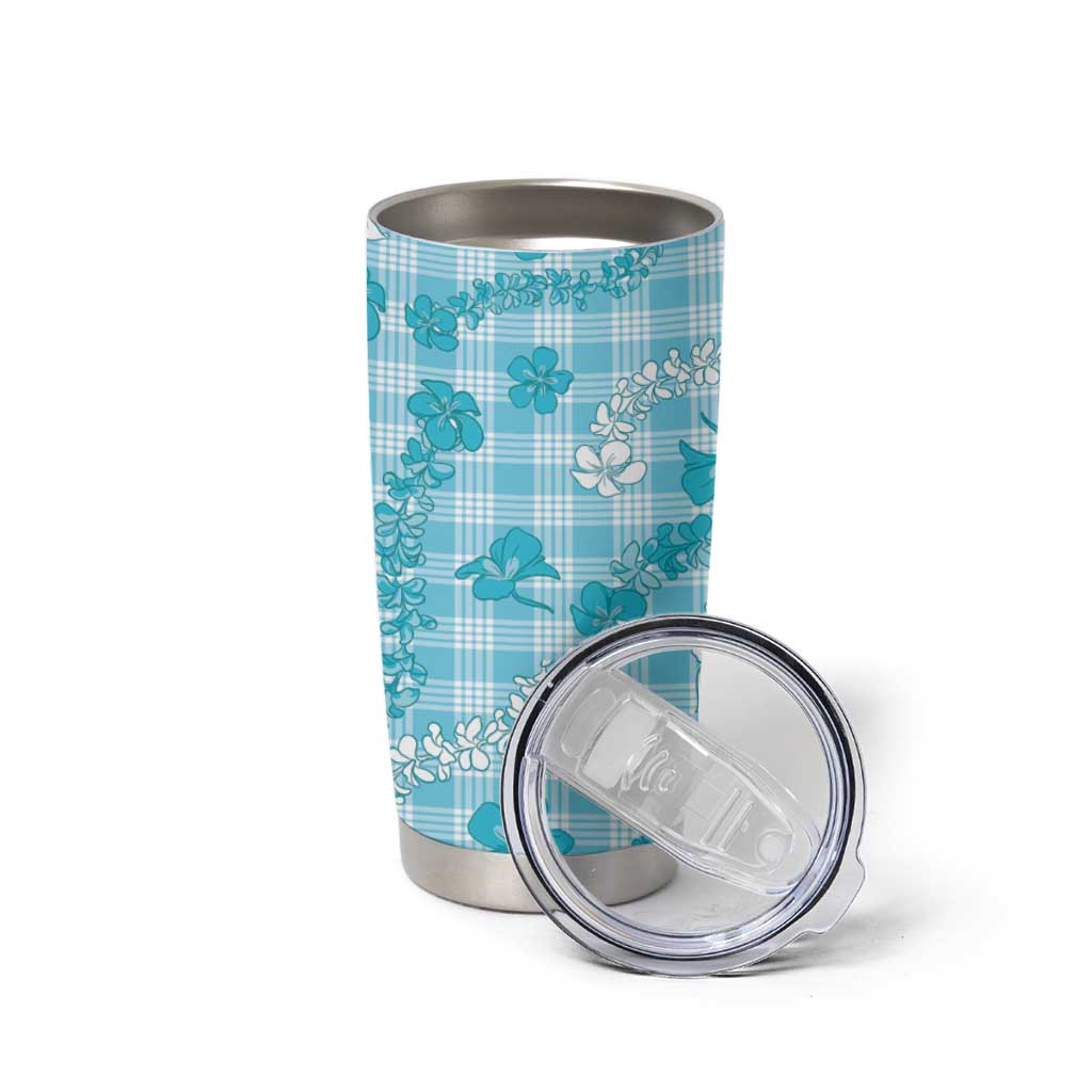 Polu Aloha Hawaii Tumbler Cup Plumeria Lei With Palaka Motif - Polynesian Pride