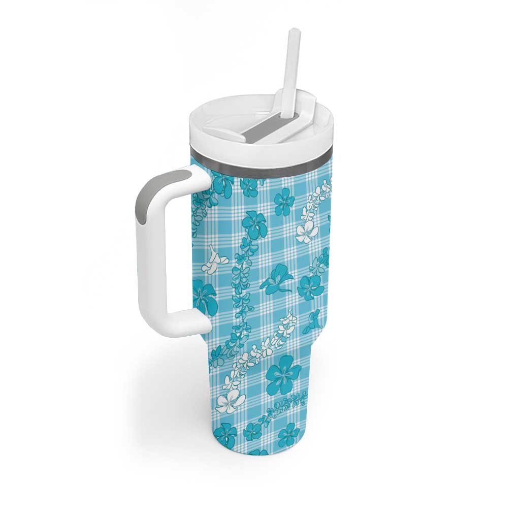 Polu Aloha Hawaii Tumbler With Handle Plumeria Lei With Palaka Motif - Polynesian Pride