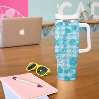 Polu Aloha Hawaii Tumbler With Handle Plumeria Lei With Palaka Motif - Polynesian Pride