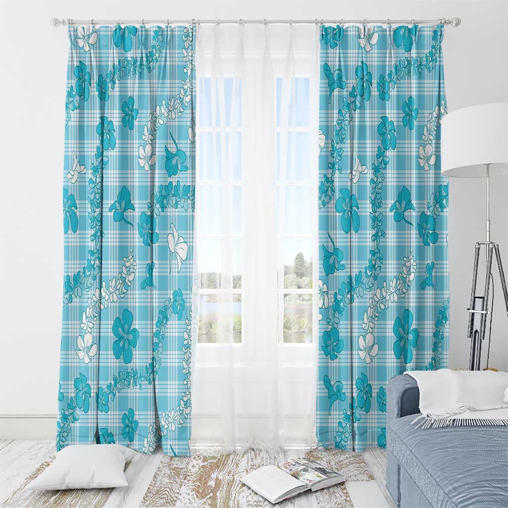 Polu Aloha Hawaii Window Curtain Plumeria Lei With Palaka Motif - Polynesian Pride
