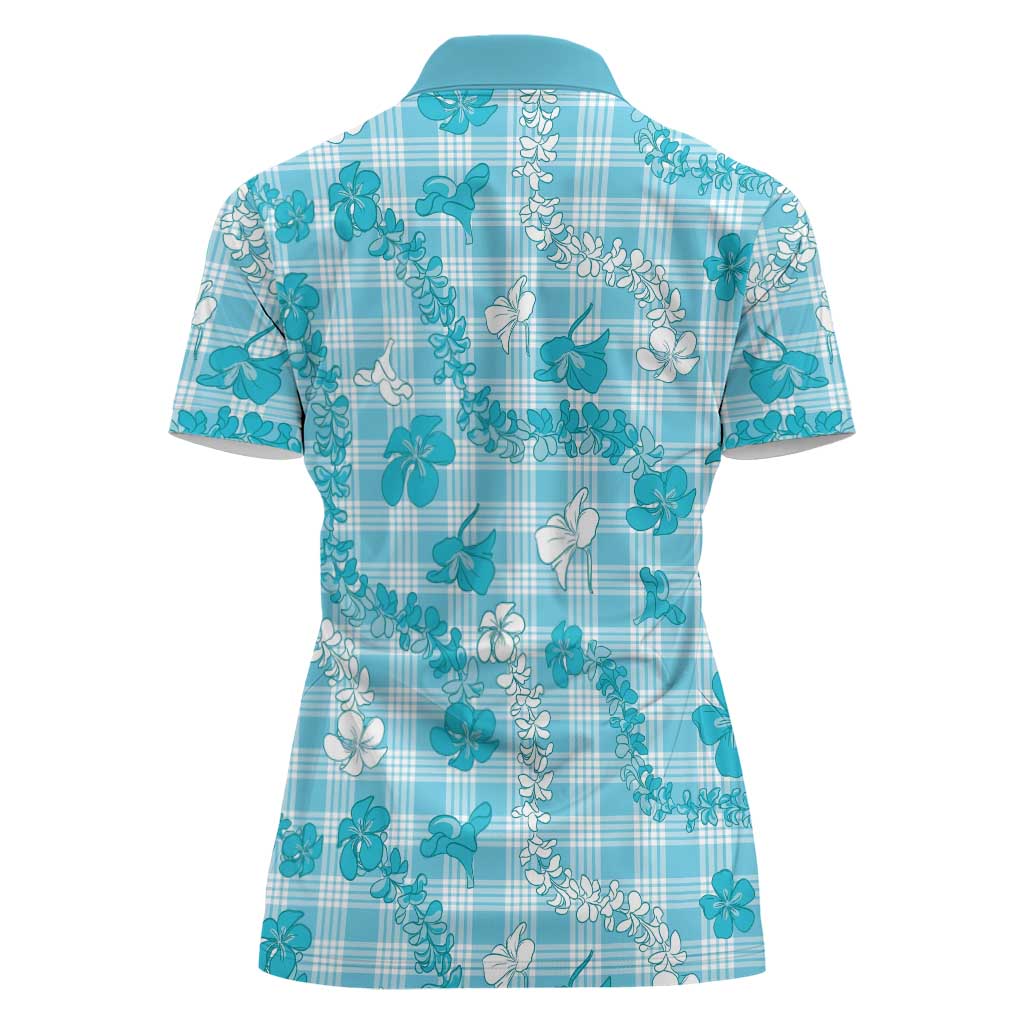 Polu Aloha Hawaii Women Polo Shirt Plumeria Lei With Palaka Motif - Polynesian Pride