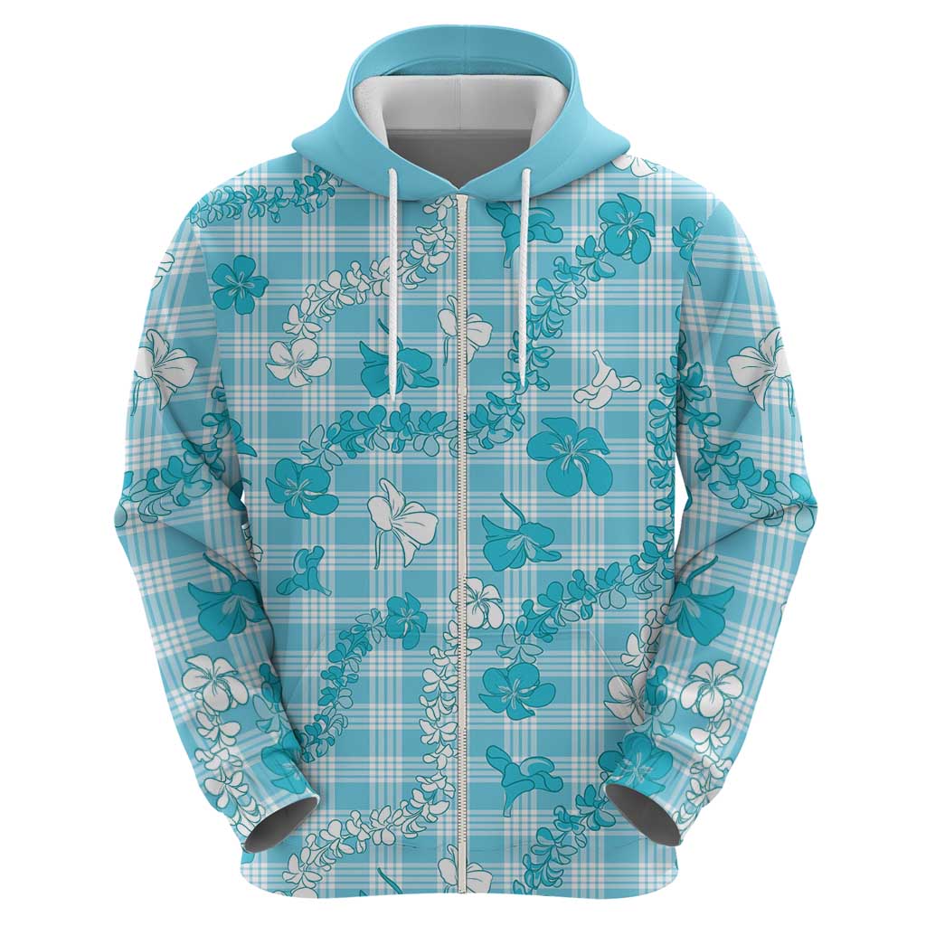 Polu Aloha Hawaii Zip Hoodie Plumeria Lei With Palaka Motif - Polynesian Pride
