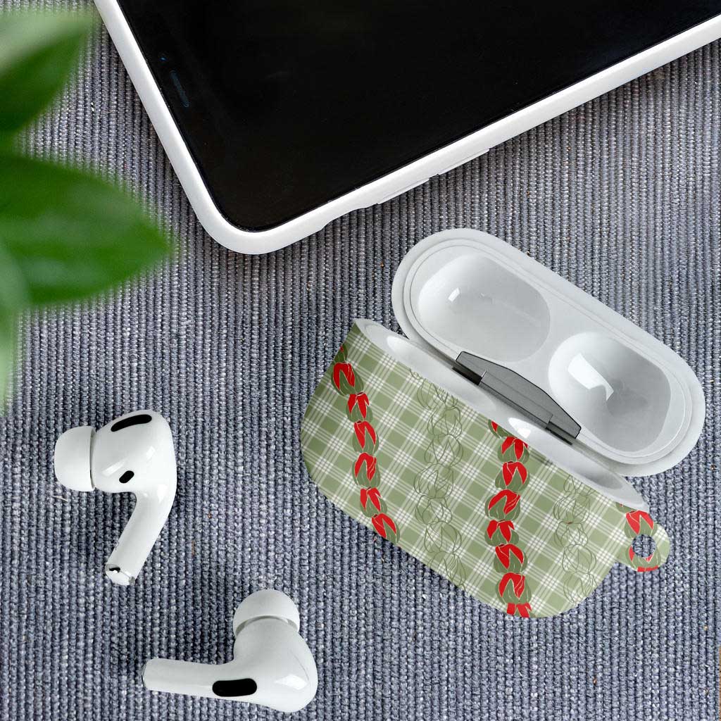 Omaomao Aloha Hawaii AirPods Case Rosebud Lei With Palaka Motif - Polynesian Pride