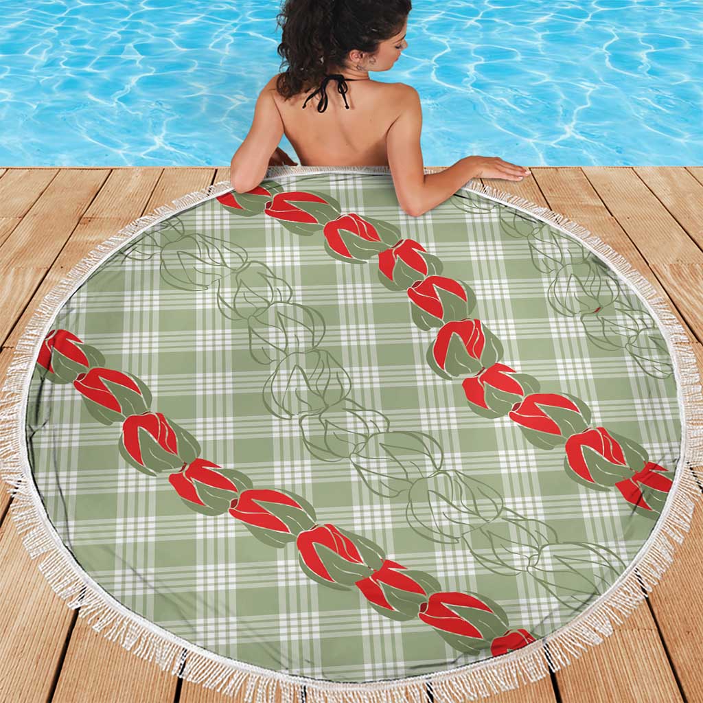 Omaomao Aloha Hawaii Beach Blanket Rosebud Lei With Palaka Motif - Polynesian Pride