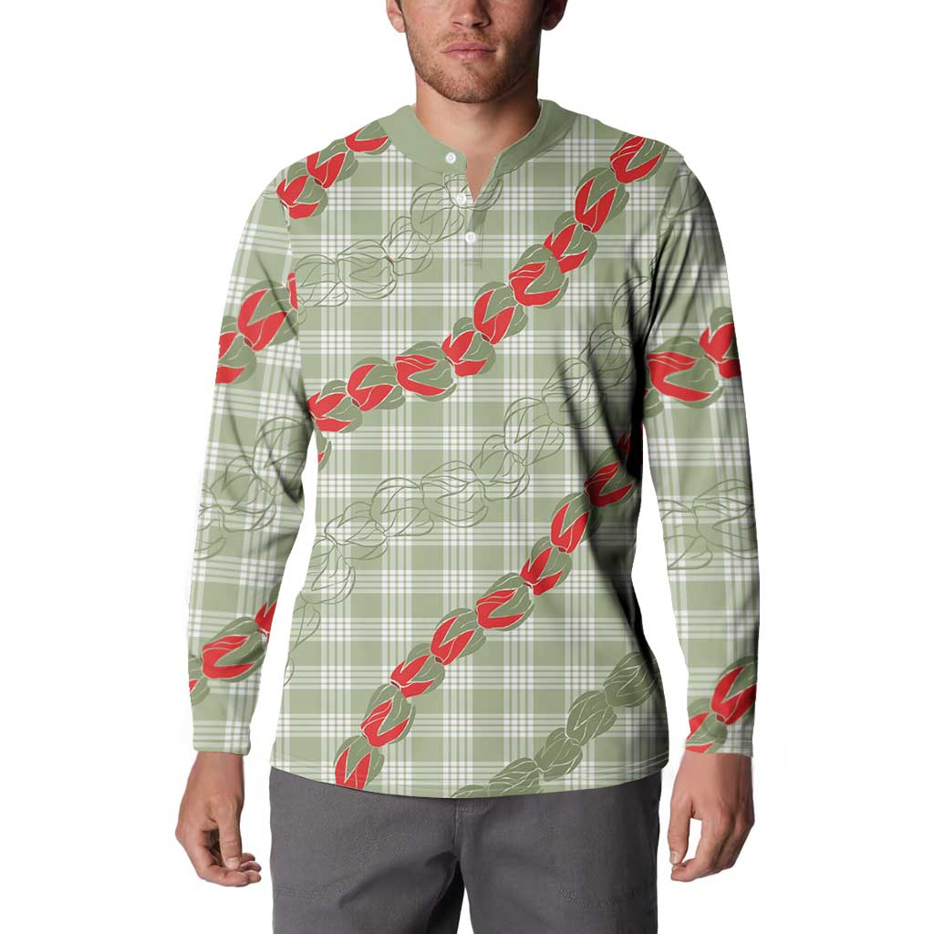 Omaomao Aloha Hawaii Button Sweatshirt Rosebud Lei With Palaka Motif - Polynesian Pride