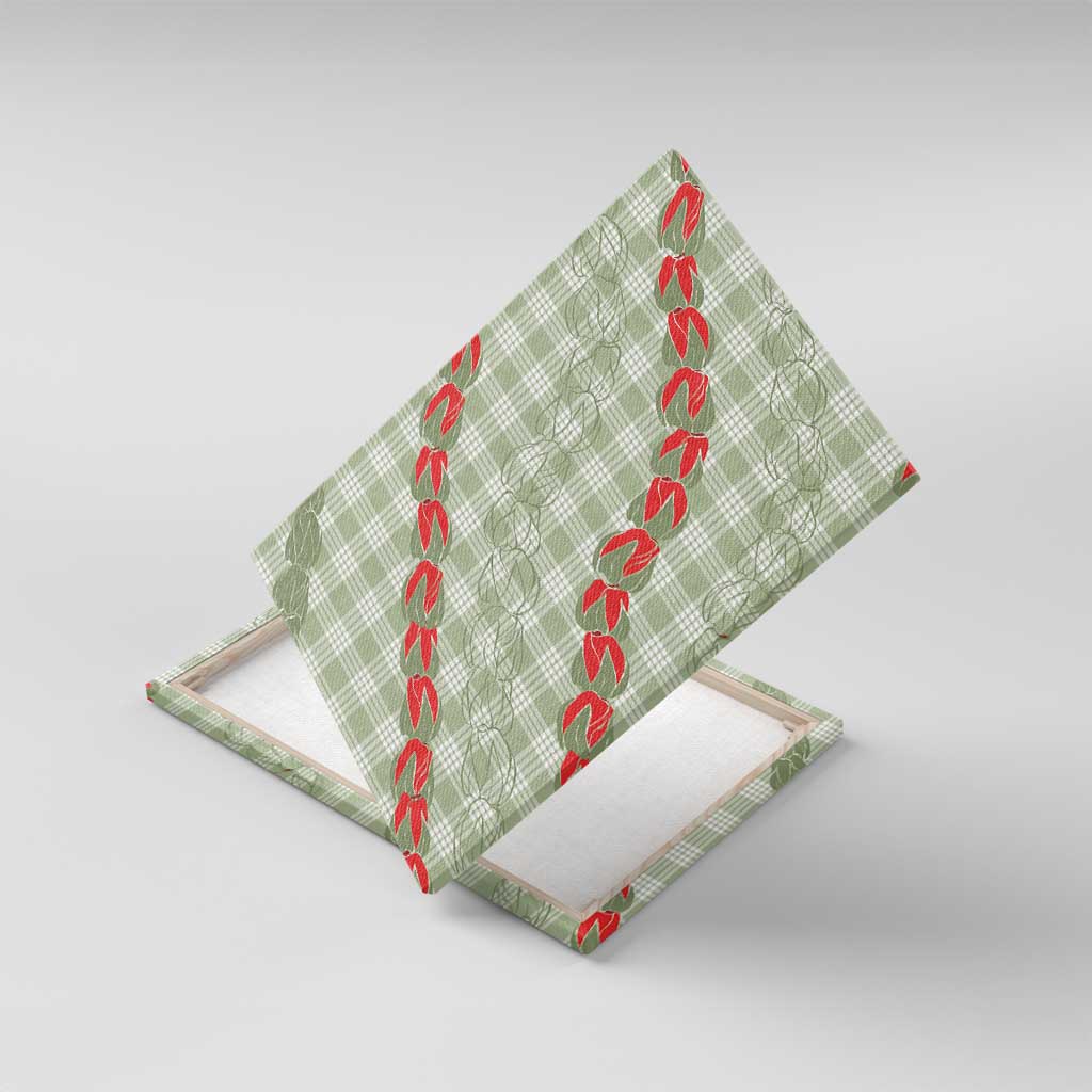 Omaomao Aloha Hawaii Canvas Wall Art Rosebud Lei With Palaka Motif - Polynesian Pride