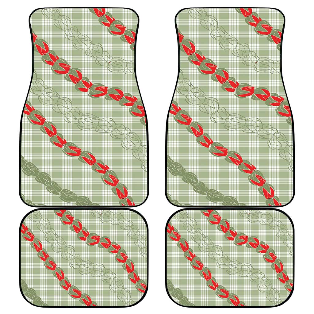Omaomao Aloha Hawaii Car Mats Rosebud Lei With Palaka Motif - Polynesian Pride