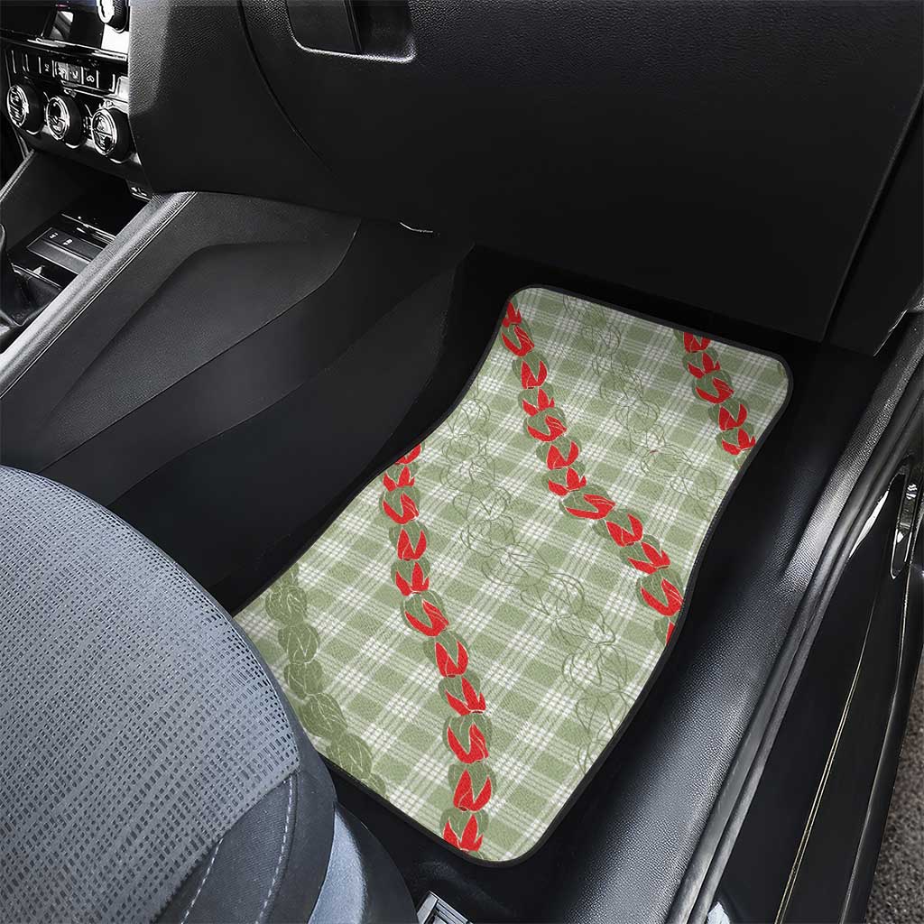 Omaomao Aloha Hawaii Car Mats Rosebud Lei With Palaka Motif - Polynesian Pride