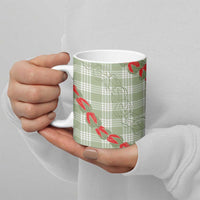 Omaomao Aloha Hawaii Ceramic Mug Rosebud Lei With Palaka Motif - Polynesian Pride