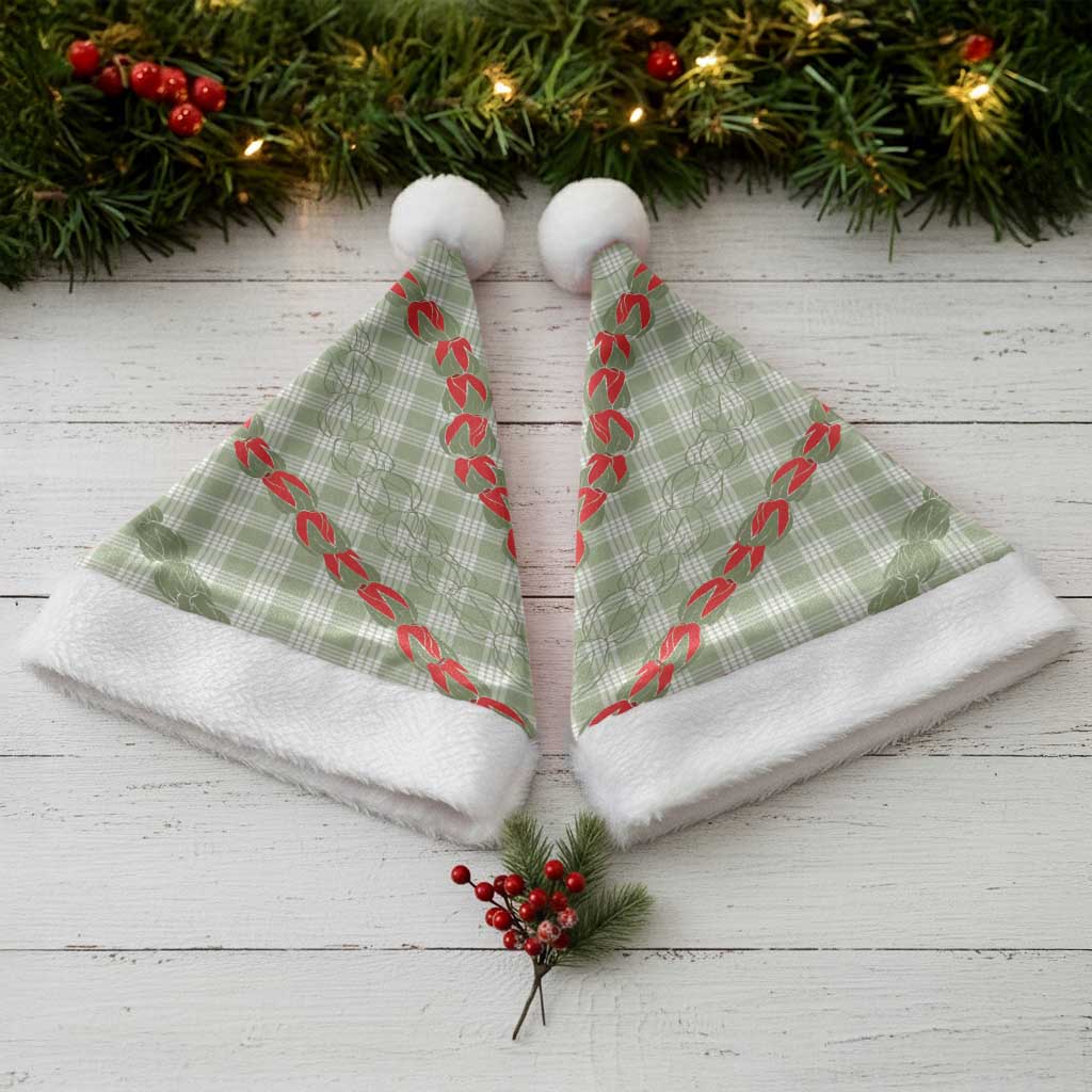 Omaomao Aloha Hawaii Christmas Santa Hat Rosebud Lei With Palaka Motif - Polynesian Pride