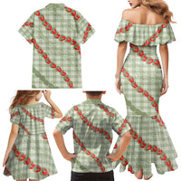 Omaomao Aloha Hawaii Family Matching Mermaid Dress and Hawaiian Shirt Rosebud Lei With Palaka Motif - Polynesian Pride