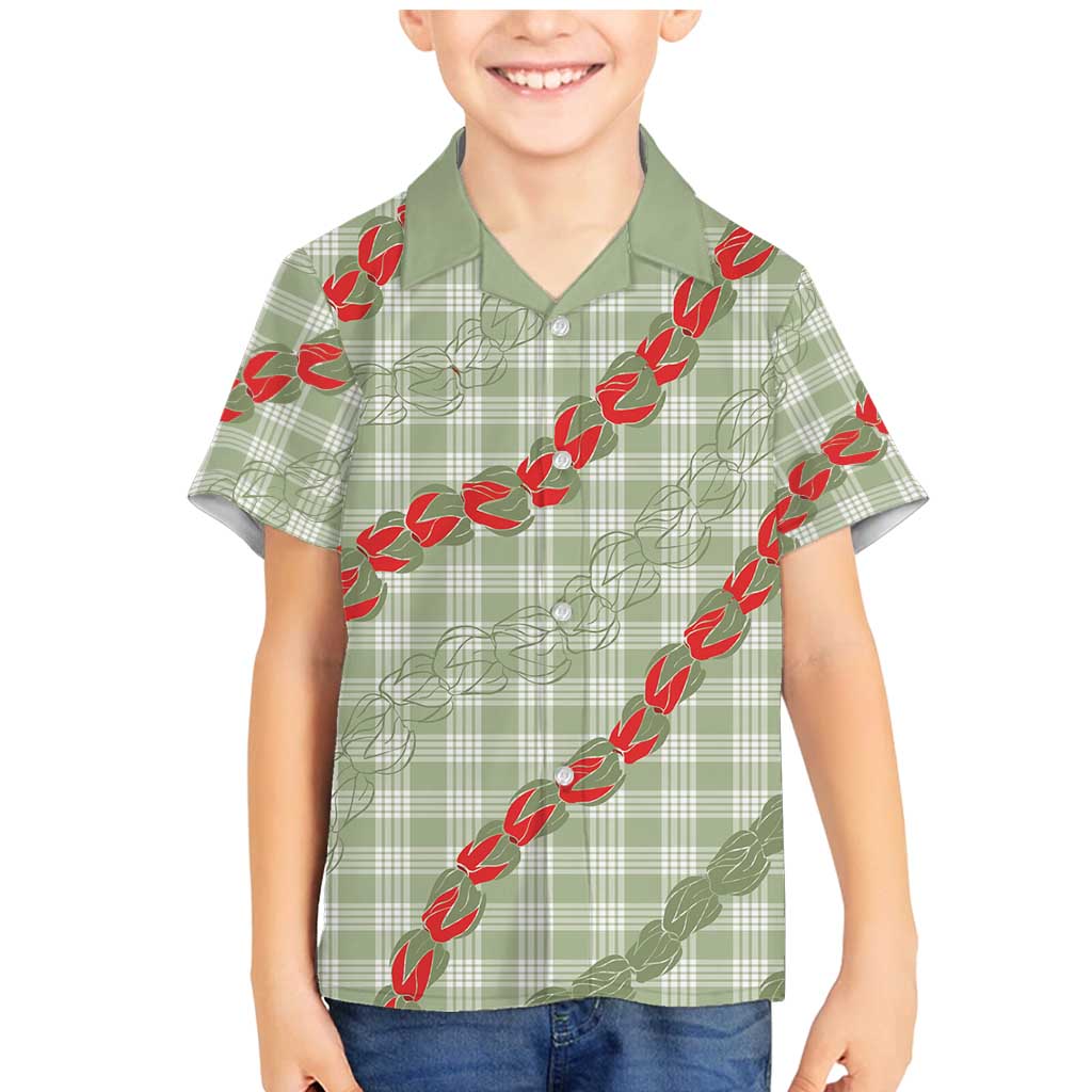 Omaomao Aloha Hawaii Family Matching Mermaid Dress and Hawaiian Shirt Rosebud Lei With Palaka Motif - Polynesian Pride