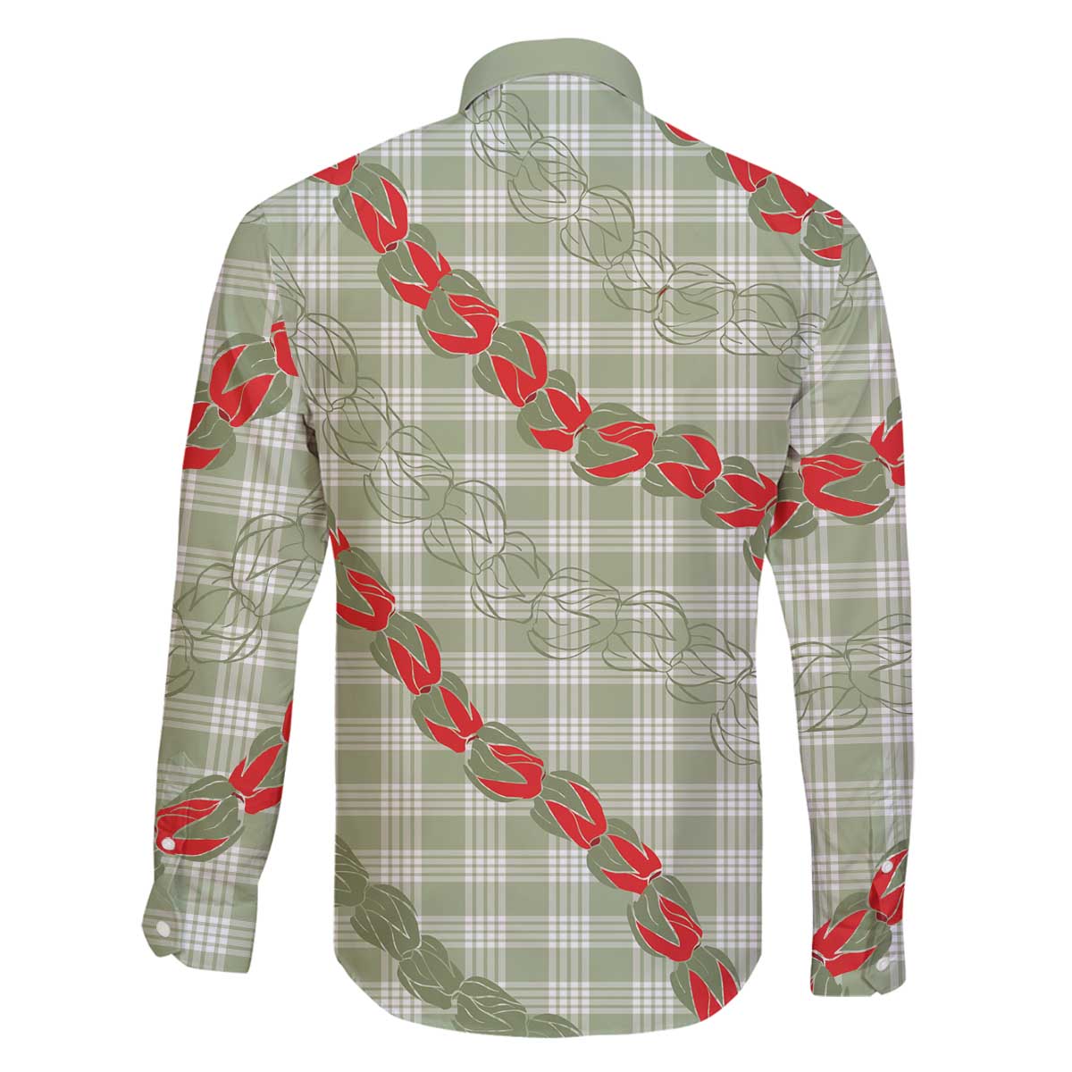 Omaomao Aloha Hawaii Family Matching Off The Shoulder Long Sleeve Dress and Hawaiian Shirt Rosebud Lei With Palaka Motif - Polynesian Pride