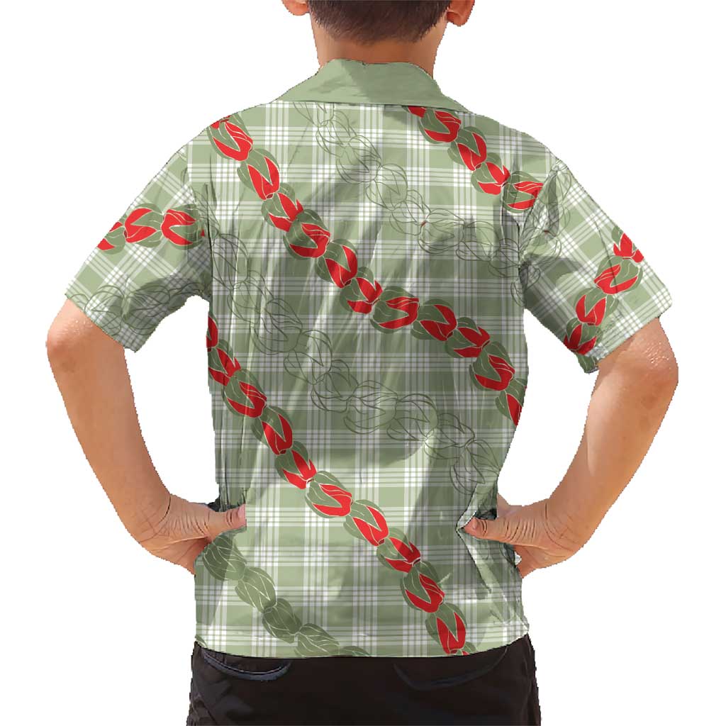 Omaomao Aloha Hawaii Family Matching Short Sleeve Bodycon Dress and Hawaiian Shirt Rosebud Lei With Palaka Motif - Polynesian Pride