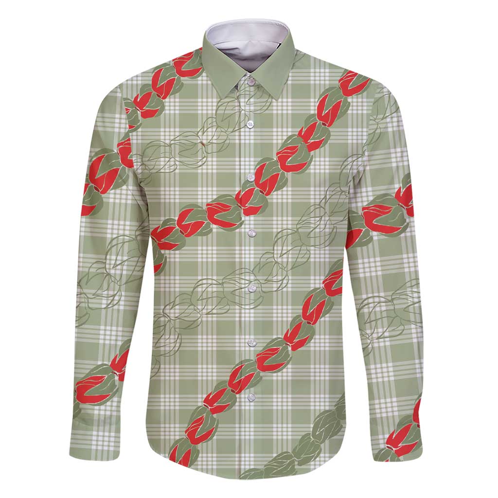 Omaomao Aloha Hawaii Family Matching Short Sleeve Bodycon Dress and Hawaiian Shirt Rosebud Lei With Palaka Motif - Polynesian Pride