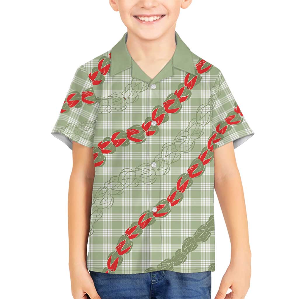 Omaomao Aloha Hawaii Family Matching Tank Maxi Dress and Hawaiian Shirt Rosebud Lei With Palaka Motif - Polynesian Pride