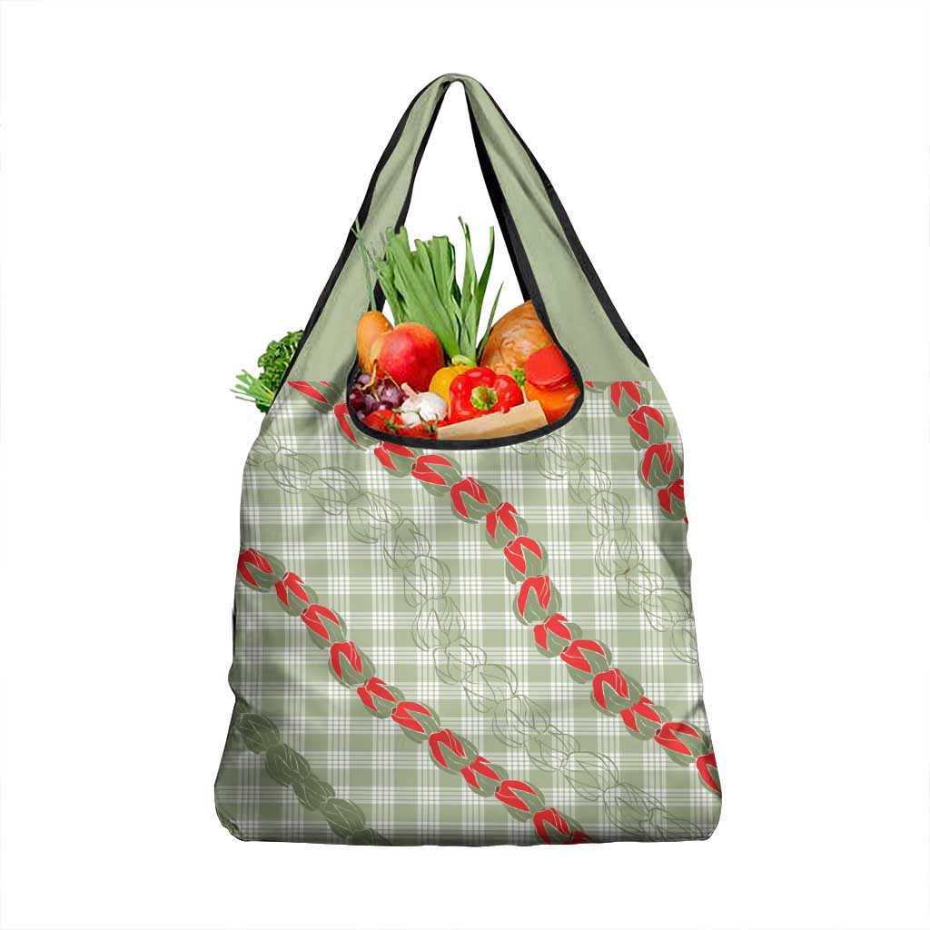 Omaomao Aloha Hawaii Grocery Bag Rosebud Lei With Palaka Motif - Polynesian Pride