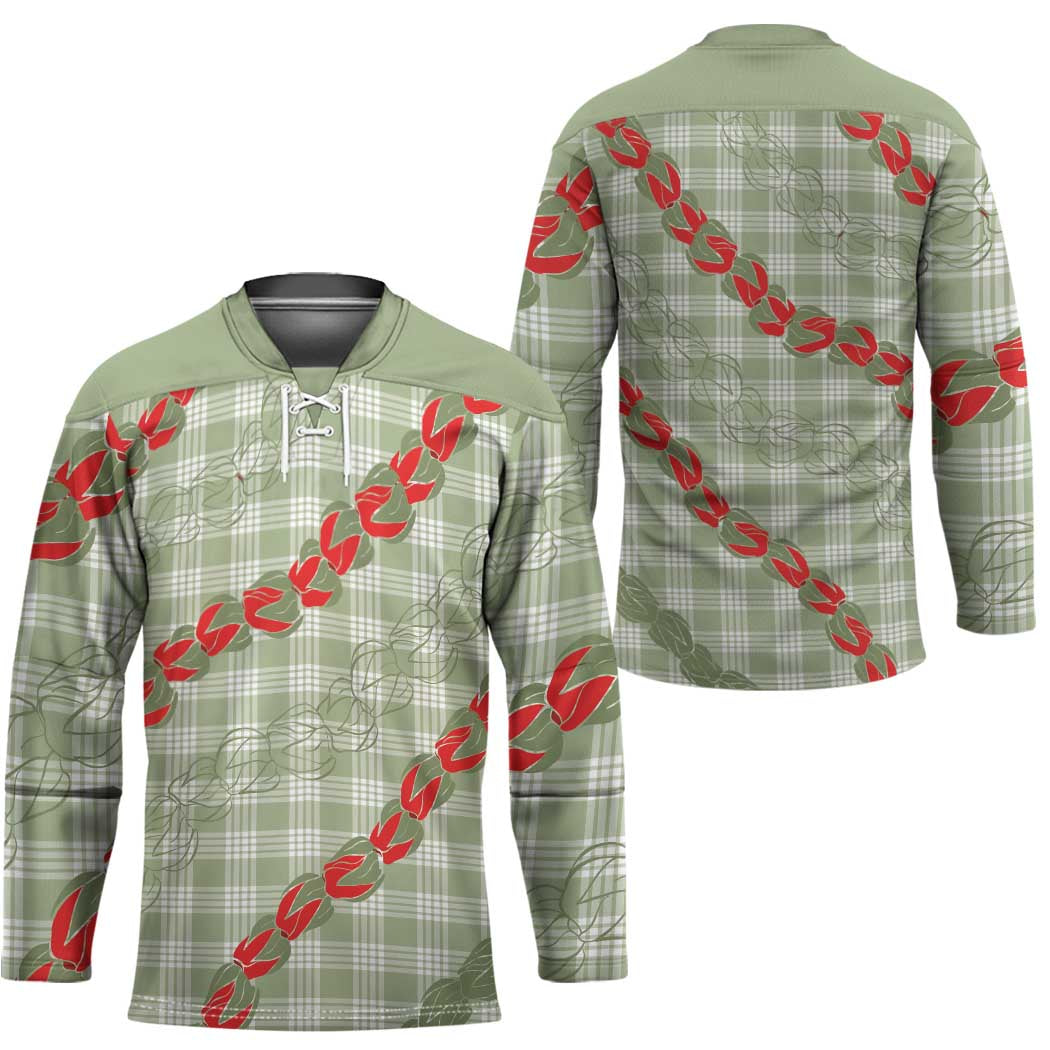 Omaomao Aloha Hawaii Hockey Jersey Rosebud Lei With Palaka Motif - Polynesian Pride