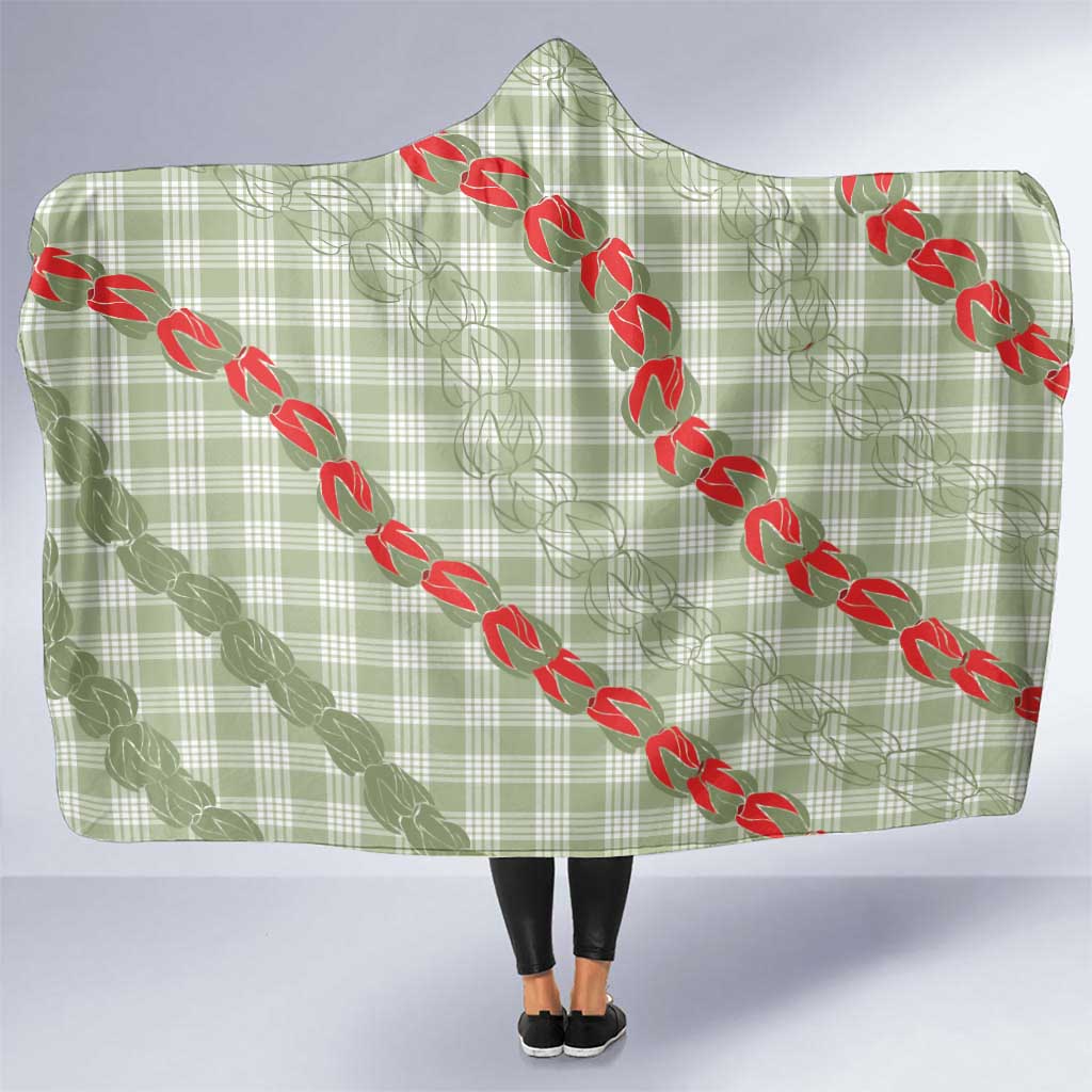 Omaomao Aloha Hawaii Hooded Blanket Rosebud Lei With Palaka Motif - Polynesian Pride