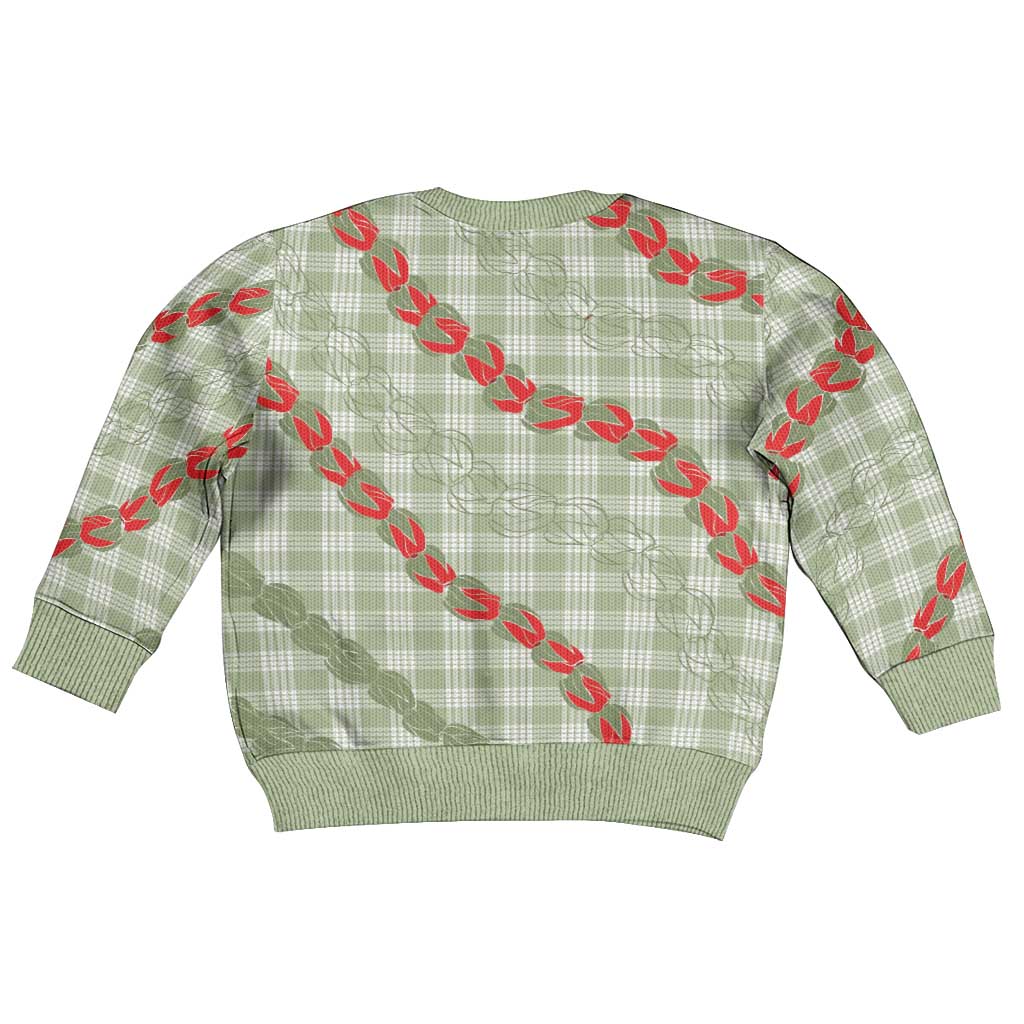Omaomao Aloha Hawaii Kid Ugly Christmas Sweater Rosebud Lei With Palaka Motif - Polynesian Pride