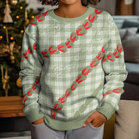 Omaomao Aloha Hawaii Kid Ugly Christmas Sweater Rosebud Lei With Palaka Motif - Polynesian Pride