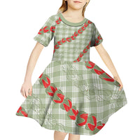 Omaomao Aloha Hawaii Kid Short Sleeve Dress Rosebud Lei With Palaka Motif - Polynesian Pride