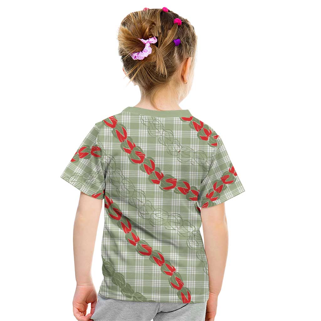 Omaomao Aloha Hawaii Kid T Shirt Rosebud Lei With Palaka Motif - Polynesian Pride