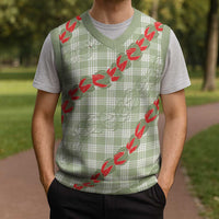 Omaomao Aloha Hawaii Christmas Knitted V-Neck Vest Rosebud Lei With Palaka Motif LT14 - Polynesian Pride
