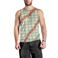 Omaomao Aloha Hawaii Men Tank Top Rosebud Lei With Palaka Motif LT14 - Polynesian Pride