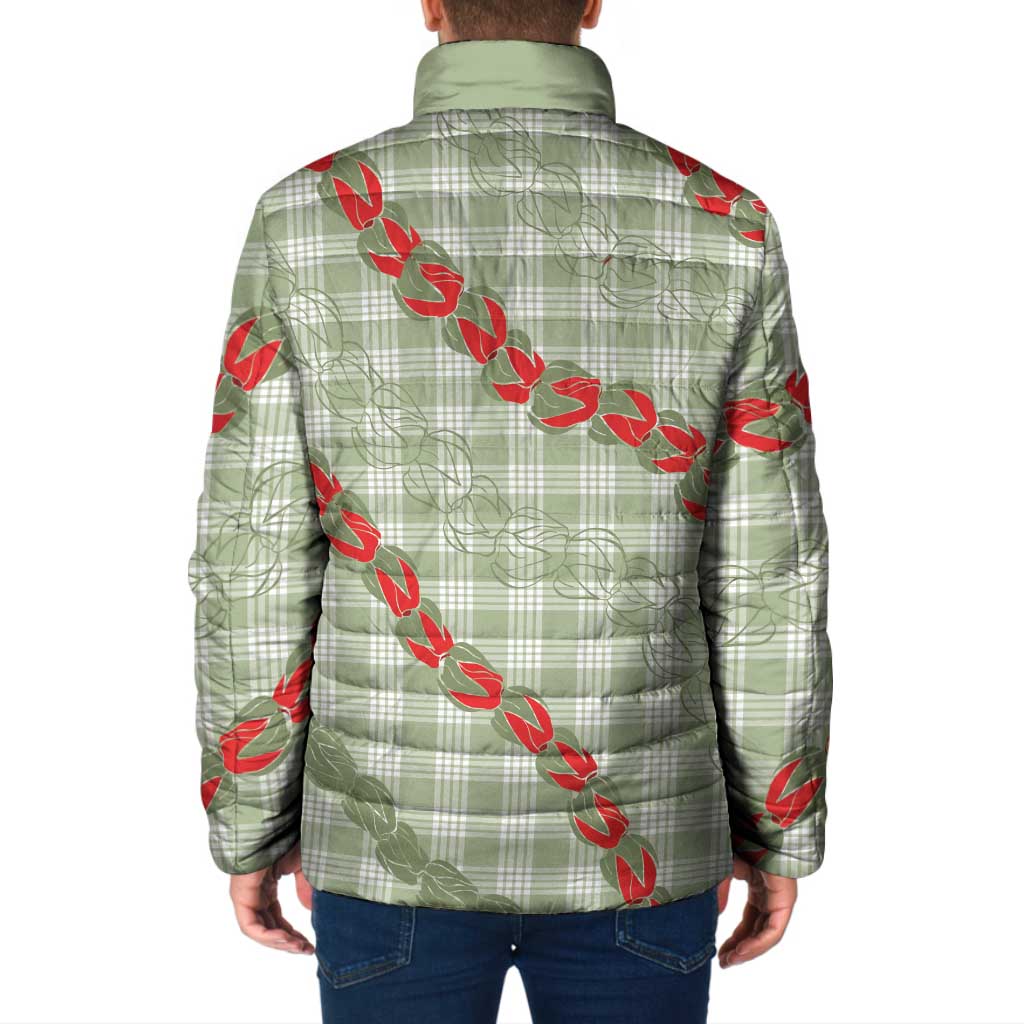 Omaomao Aloha Hawaii Padded Jacket Rosebud Lei With Palaka Motif - Polynesian Pride
