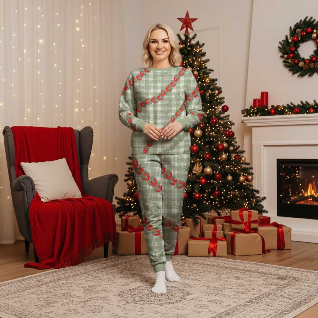 Omaomao Aloha Hawaii Christmas Pajama Set Rosebud Lei With Palaka Motif - Polynesian Pride