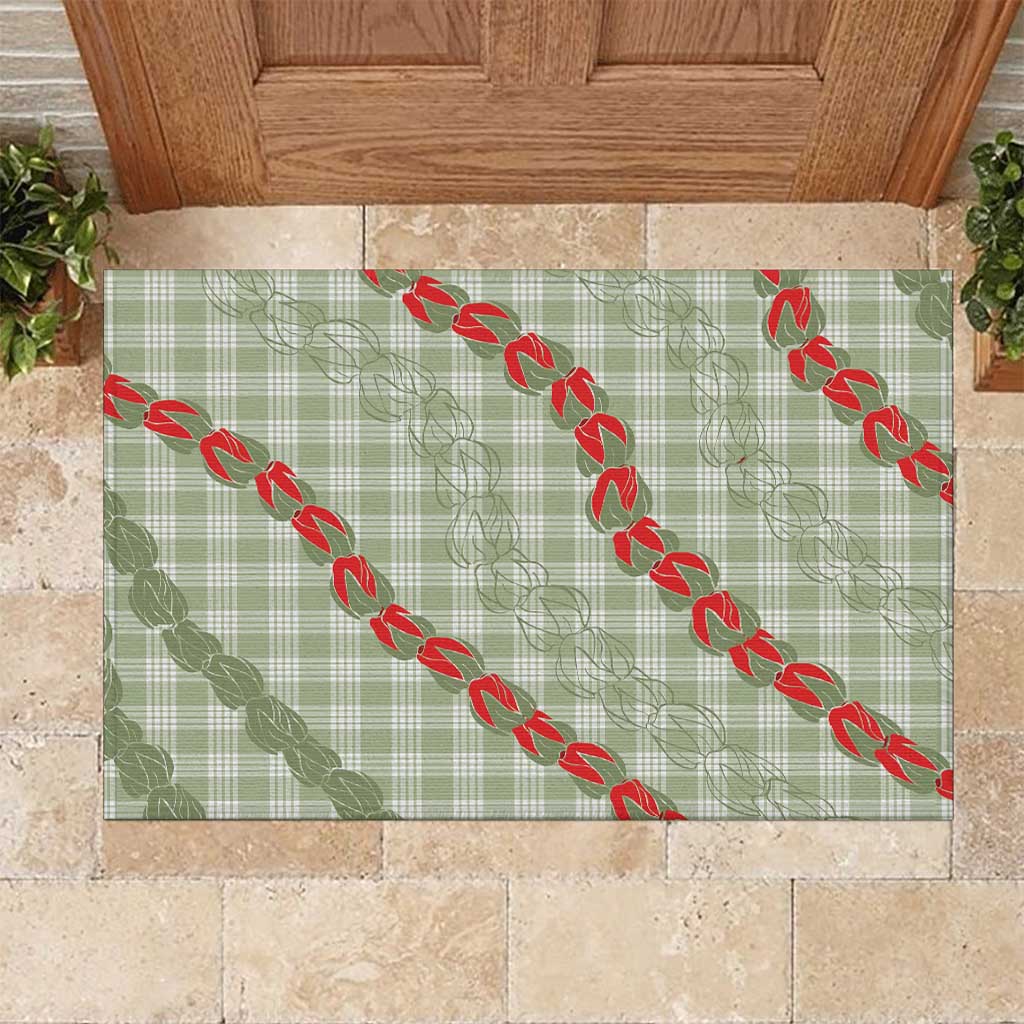 Omaomao Aloha Hawaii Rubber Doormat Rosebud Lei With Palaka Motif - Polynesian Pride