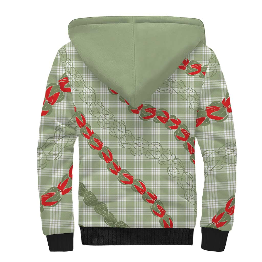 Omaomao Aloha Hawaii Sherpa Hoodie Rosebud Lei With Palaka Motif LT14 - Polynesian Pride