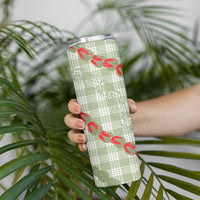 Omaomao Aloha Hawaii Skinny Tumbler Rosebud Lei With Palaka Motif - Polynesian Pride