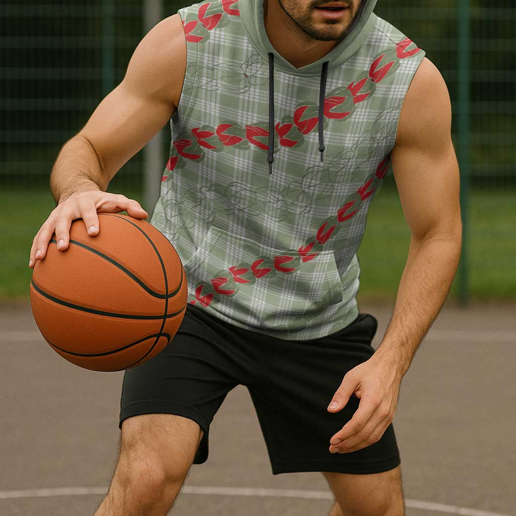 Omaomao Aloha Hawaii Sleeveless Hoodie Rosebud Lei With Palaka Motif - Polynesian Pride