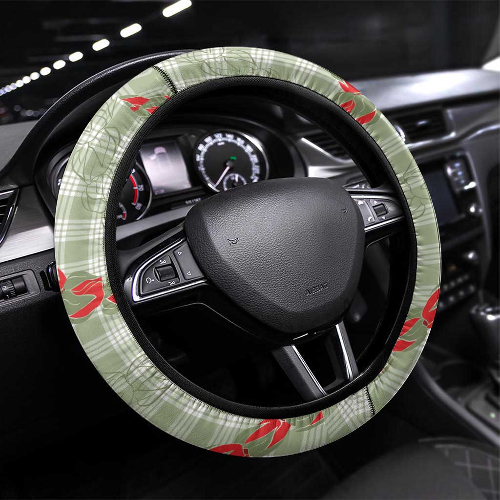 Omaomao Aloha Hawaii Steering Wheel Cover Rosebud Lei With Palaka Motif - Polynesian Pride