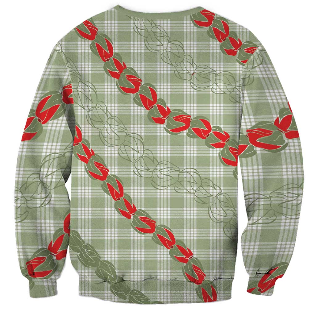 Omaomao Aloha Hawaii Sweatshirt Rosebud Lei With Palaka Motif - Polynesian Pride