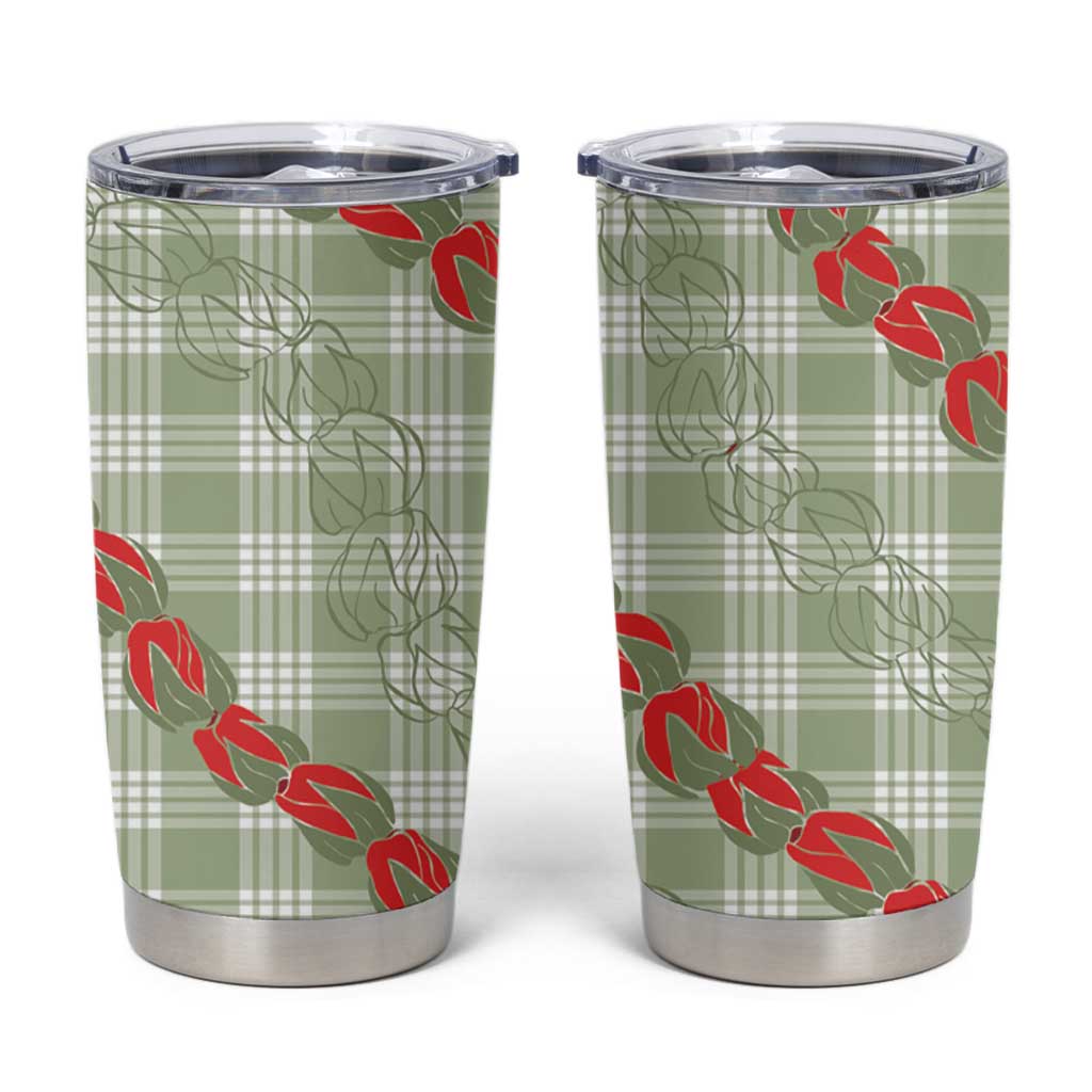 Omaomao Aloha Hawaii Tumbler Cup Rosebud Lei With Palaka Motif - Polynesian Pride