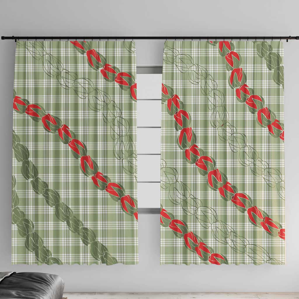 Omaomao Aloha Hawaii Window Curtain Rosebud Lei With Palaka Motif - Polynesian Pride