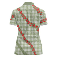 Omaomao Aloha Hawaii Women Polo Shirt Rosebud Lei With Palaka Motif - Polynesian Pride