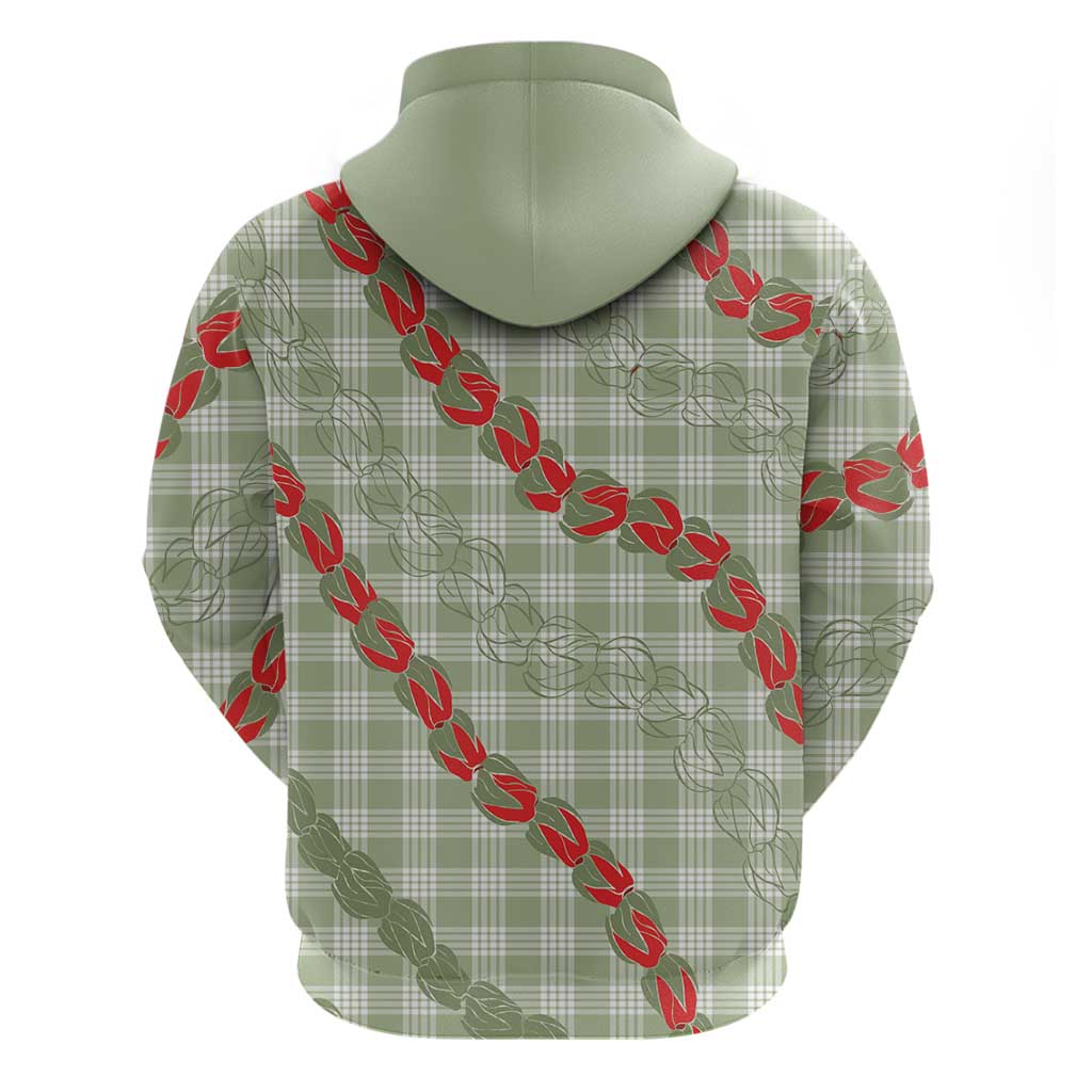 Omaomao Aloha Hawaii Zip Hoodie Rosebud Lei With Palaka Motif - Polynesian Pride