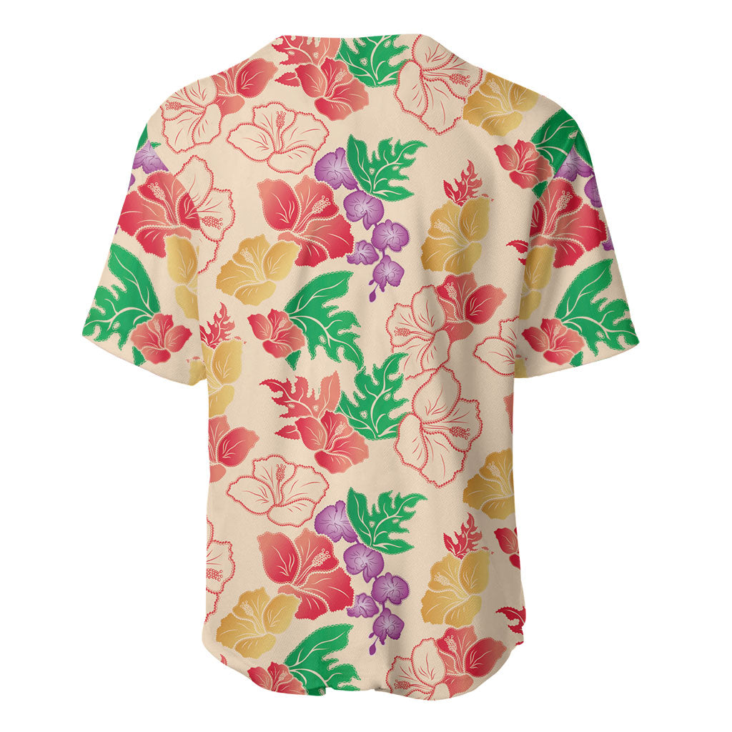 Colorful Aloha Hawaii Hibiscus Orchid Seamless Baseball Jersey