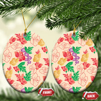 Colorful Aloha Hawaii Hibiscus Orchid Seamless Ceramic Ornament LT14 Oval Colorful - Polynesian Pride