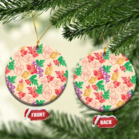 Colorful Aloha Hawaii Hibiscus Orchid Seamless Ceramic Ornament LT14 Circle Colorful - Polynesian Pride